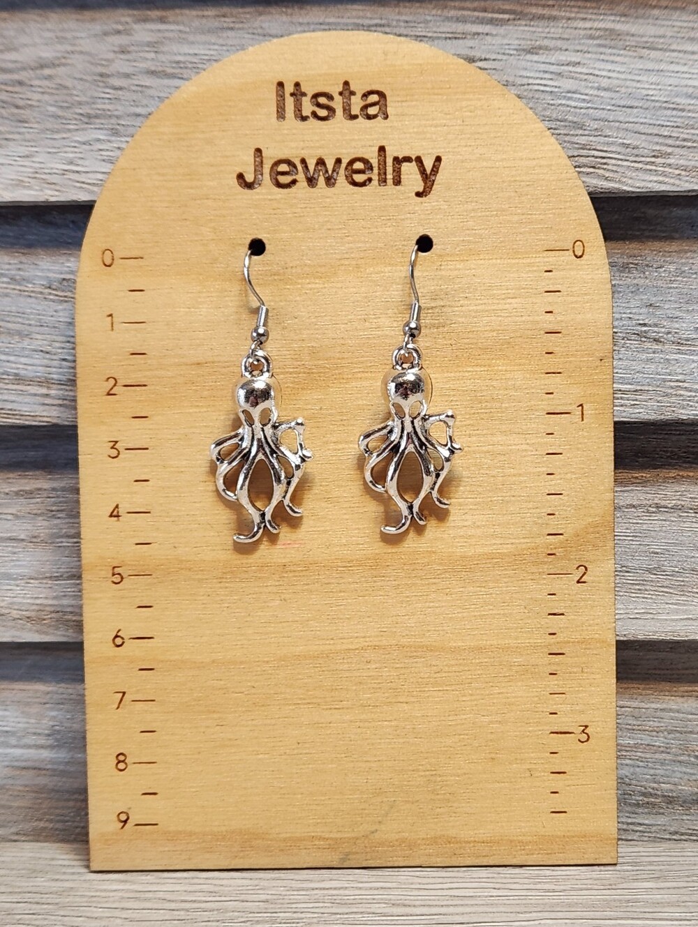 Octopus Charm Earrings on Stainless Steel French Earwires A09